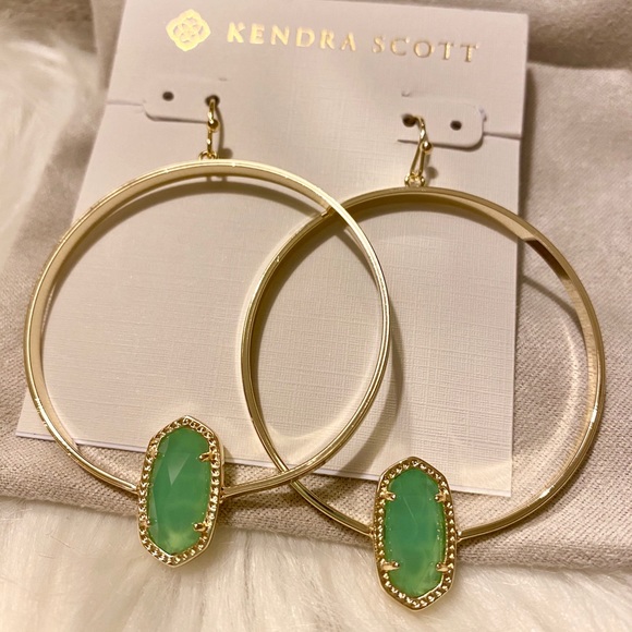 Kendra Scott Elora Earrings Chalcedony Green Gold